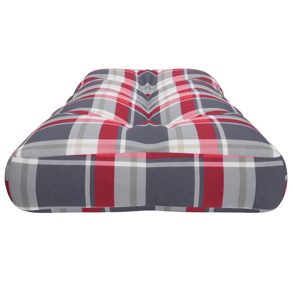 Cuscino per Pallet a Quadri Rossi 120x40x12 cm in Tessuto | homemem39