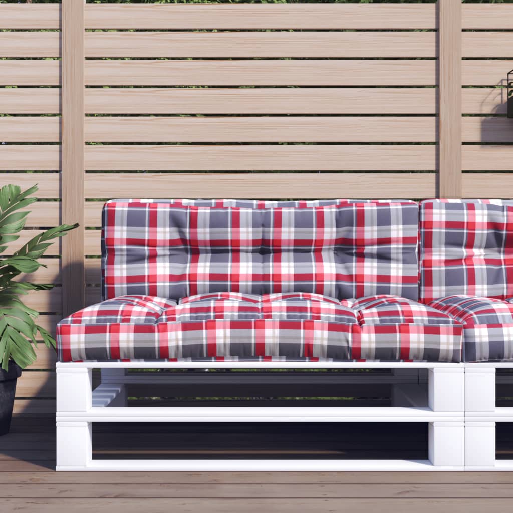 Cuscino per Pallet a Quadri Rossi 120x40x12 cm in Tessuto | homemem39