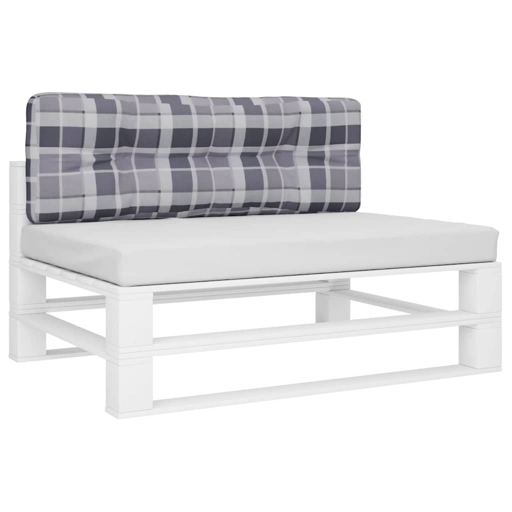 Cuscino per Pallet a Quadri Grigi 120x40x12 cm in Tessuto | homemem39