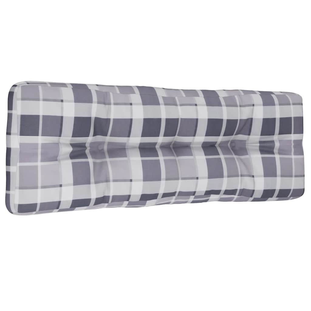 Cuscino per Pallet a Quadri Grigi 120x40x12 cm in Tessuto