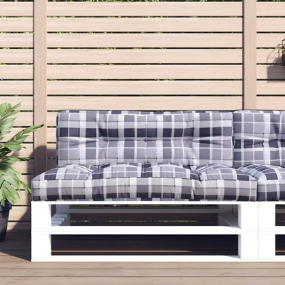 Cuscino per Pallet a Quadri Grigi 120x40x12 cm in Tessuto | homemem39