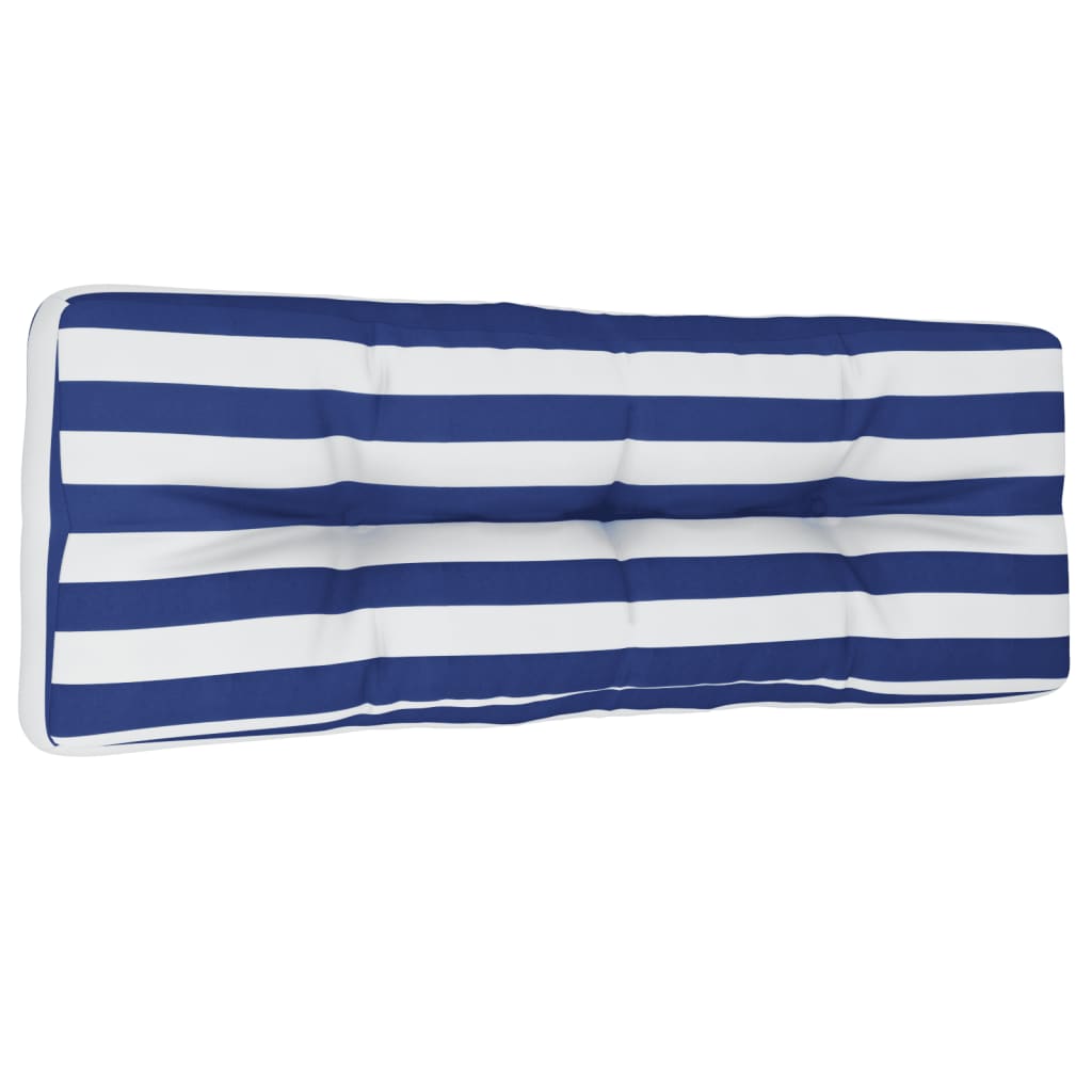 Cuscino per Pallet Strisce Bianche e Blu 120x40x12cm Tessuto | homemem39
