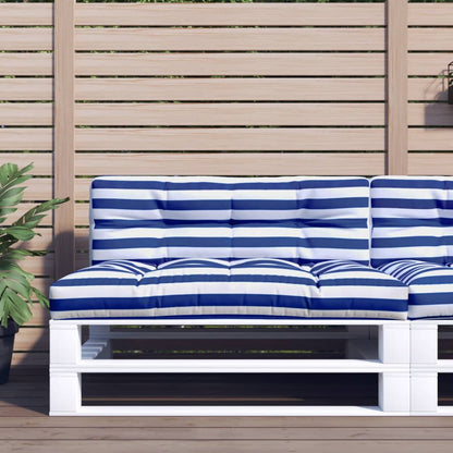 Cuscino per Pallet Strisce Bianche e Blu 120x40x12cm Tessuto | homemem39