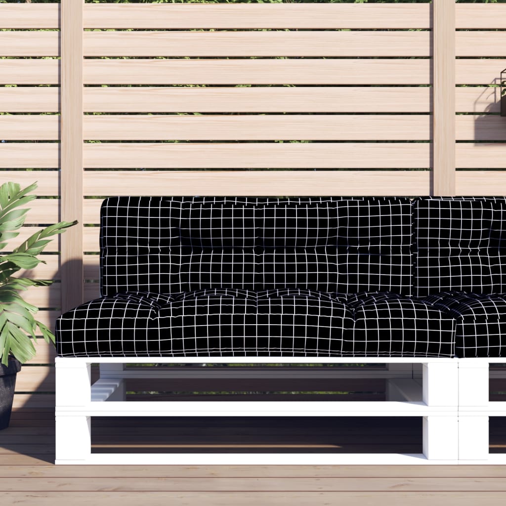 Cuscino per Pallet Motivo a Quadri Nero 120x40x12 cm Tessuto | homemem39
