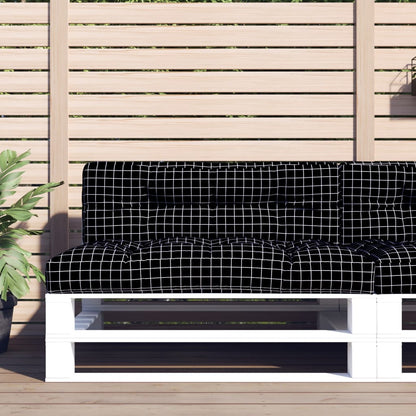 Cuscino per Pallet Motivo a Quadri Nero 120x40x12 cm Tessuto | homemem39