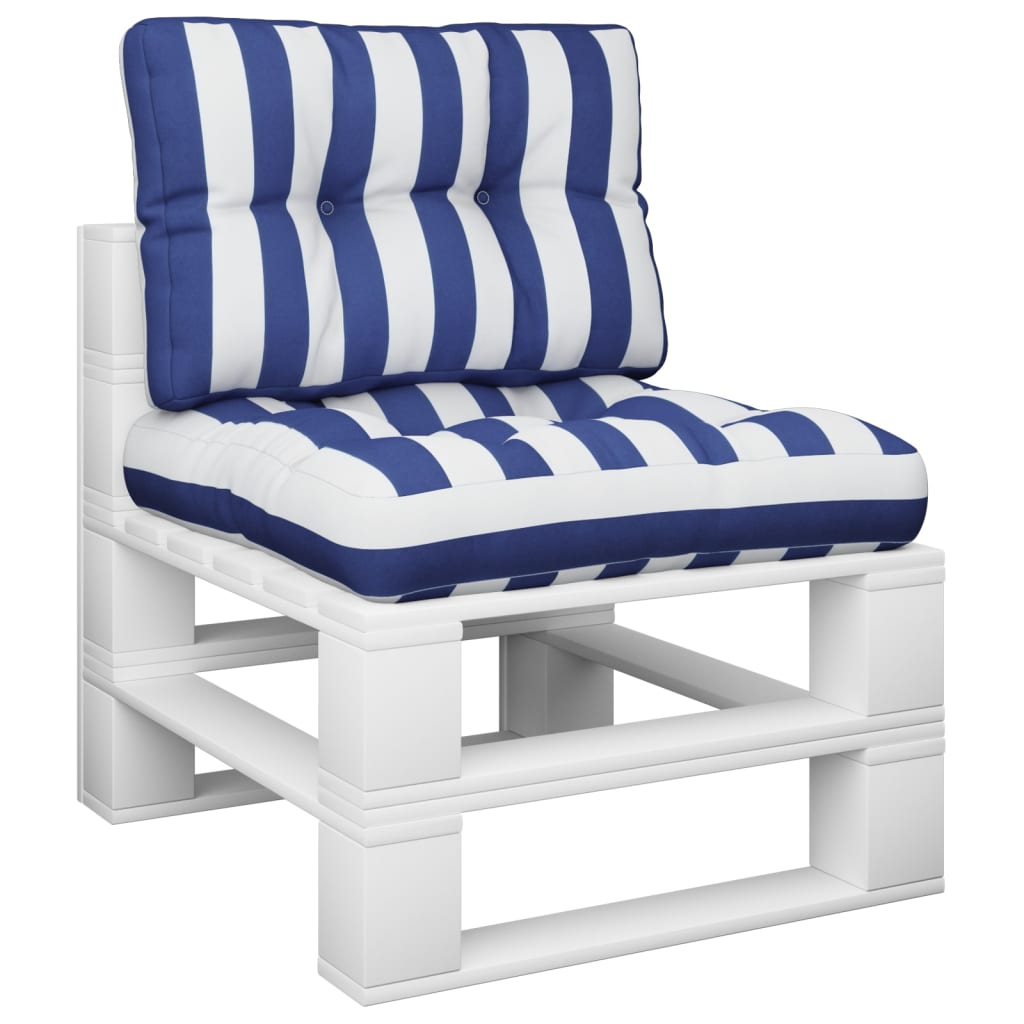Cuscini per Pallet 2 pz Strisce Blu e Bianche in Tessuto | homemem39