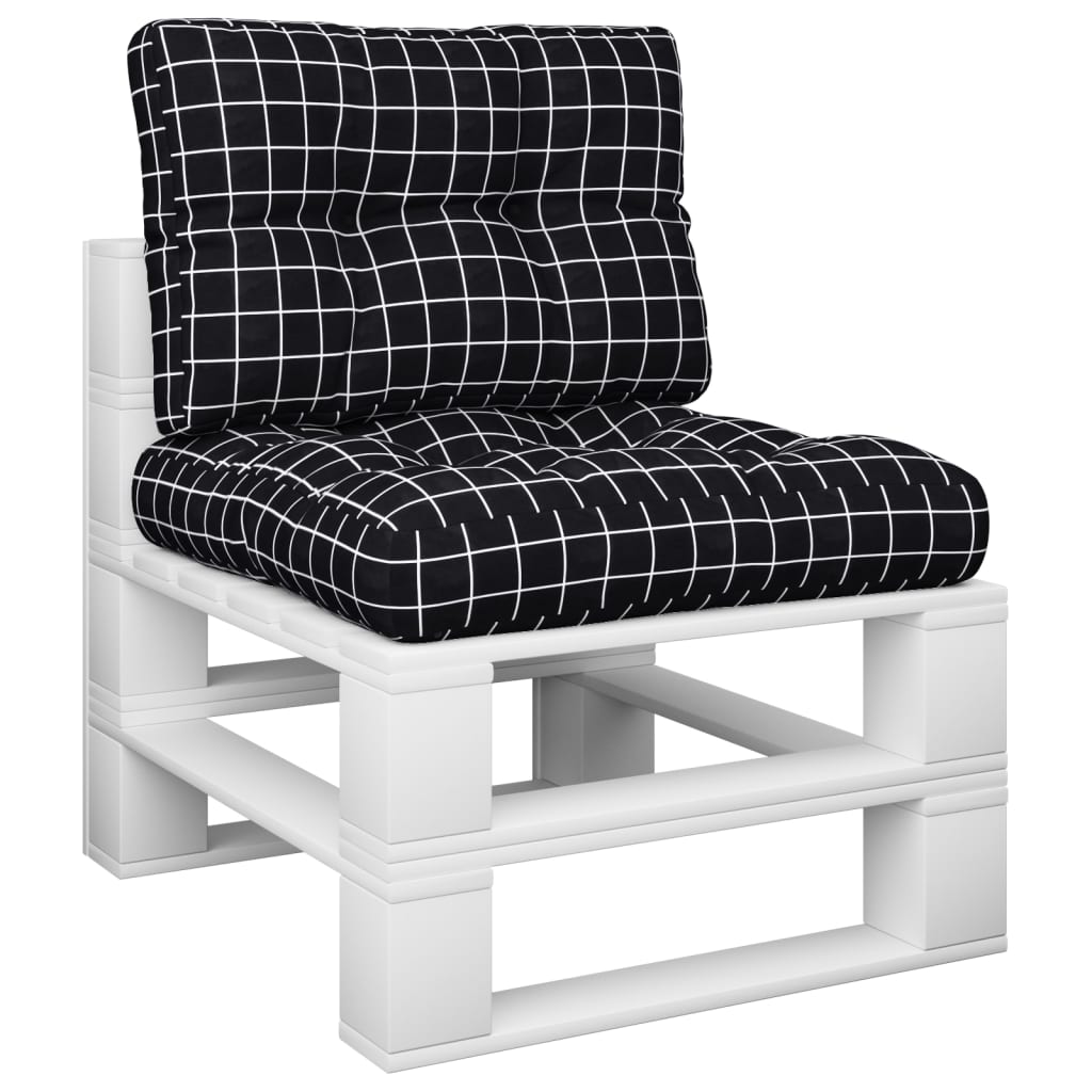 Cuscini per Pallet 2 pz Neri Motivo a Quadri Tessuto | homemem39