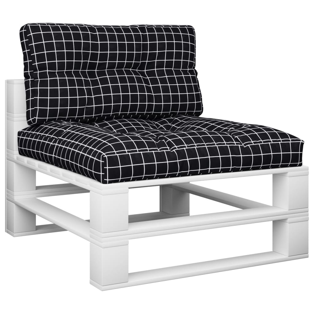 Cuscini per Pallet 2 pz Neri Motivo a Quadri Tessuto | homemem39