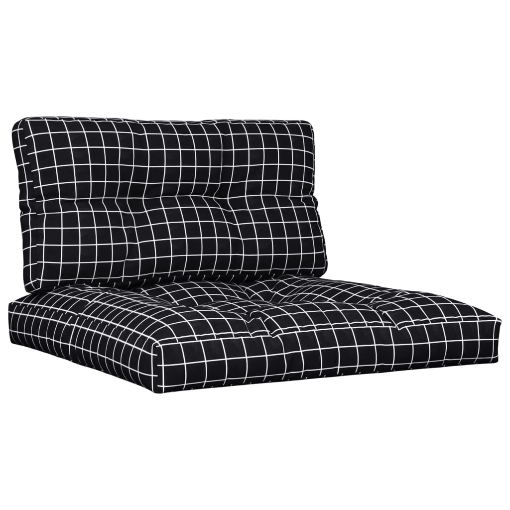 Cuscini per Pallet 2 pz Neri Motivo a Quadri Tessuto | homemem39