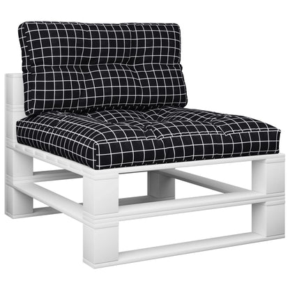 Cuscini per Pallet 2 pz Neri Motivo a Quadri Tessuto | homemem39