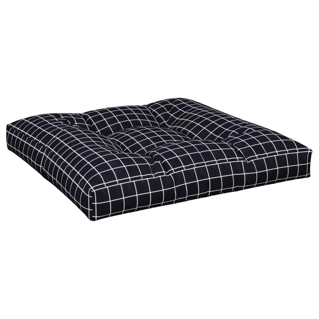 Cuscini per Pallet 2 pz Neri Motivo a Quadri Tessuto | homemem39