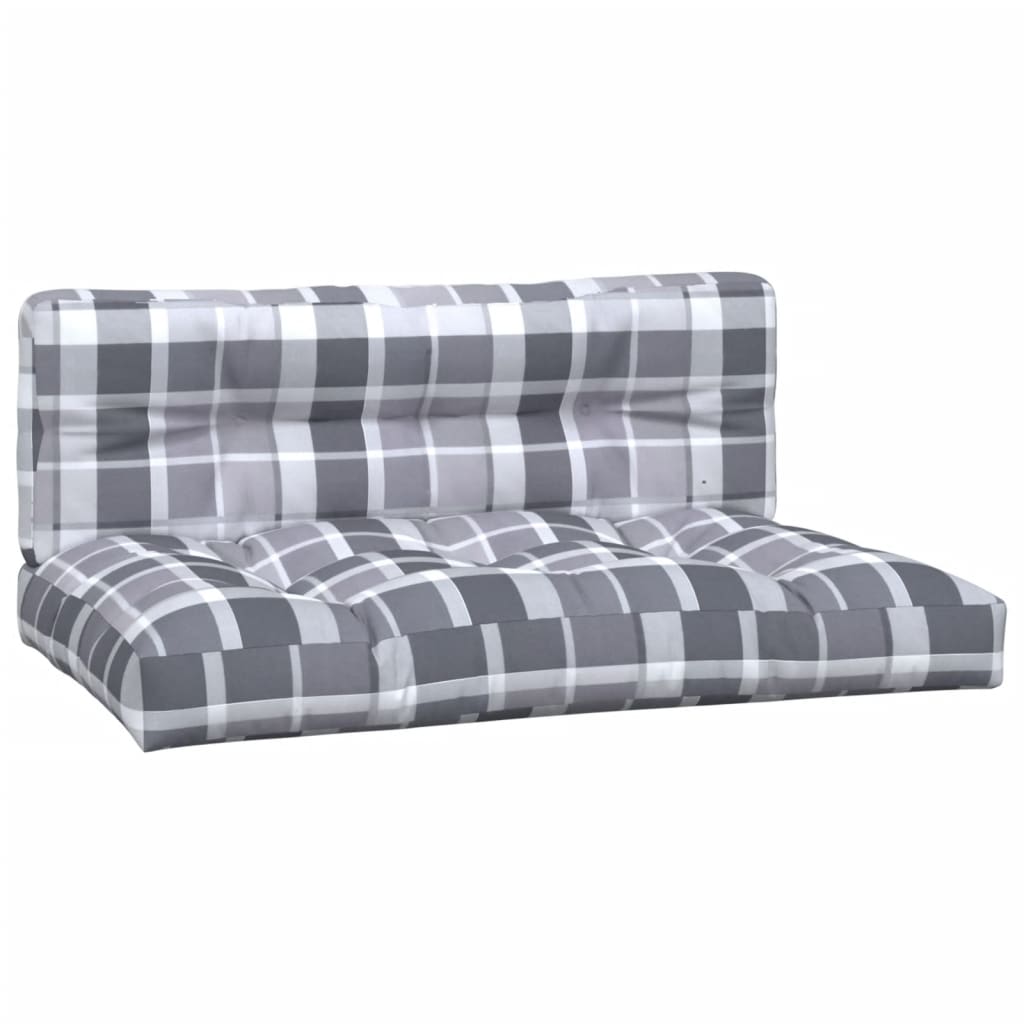 Cuscini per Pallet 2 pz Grigi a Quadri in Tessuto | homemem39
