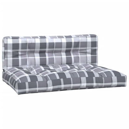 Cuscini per Pallet 2 pz Grigi a Quadri in Tessuto | homemem39