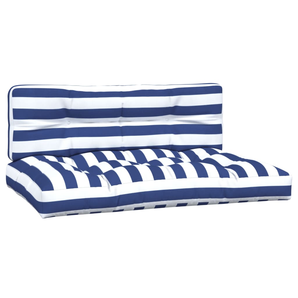 Cuscini per Pallet 2 pz Strisce Blu e Bianche in Tessuto | homemem39