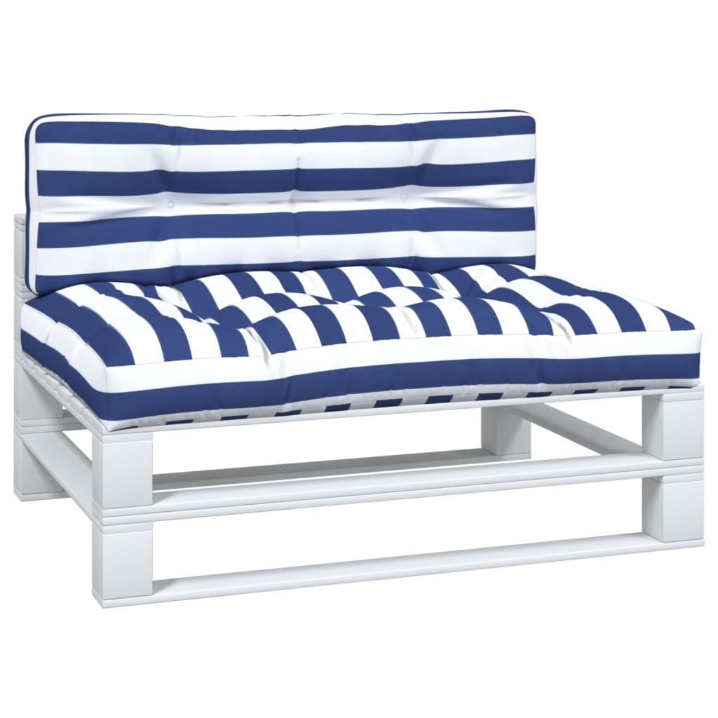Cuscini per Pallet 2 pz Strisce Blu e Bianche in Tessuto | homemem39
