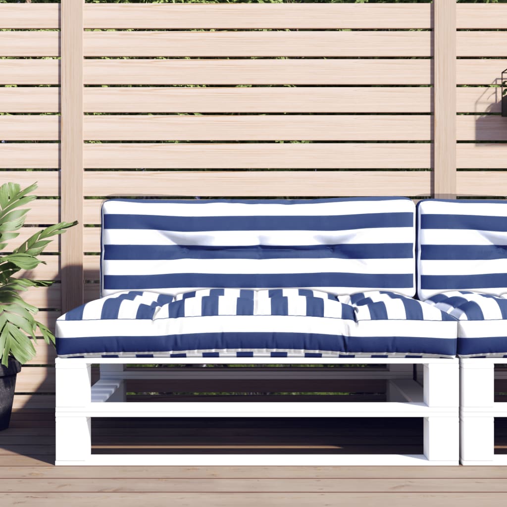 Cuscini per Pallet 2 pz Strisce Blu e Bianche in Tessuto | homemem39