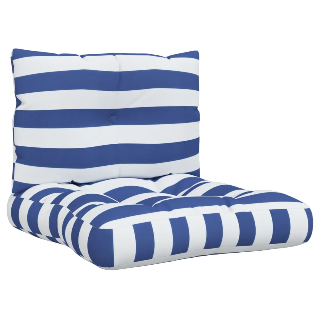 Cuscini per Pallet 2 pz Strisce Blu e Bianche Tessuto Oxford | homemem39