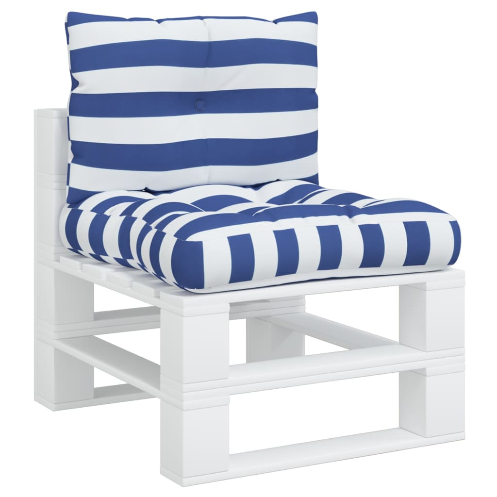 Cuscini per Pallet 2 pz Strisce Blu e Bianche Tessuto Oxford | homemem39