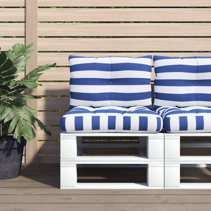 Cuscini per Pallet 2 pz Strisce Blu e Bianche Tessuto Oxford | homemem39