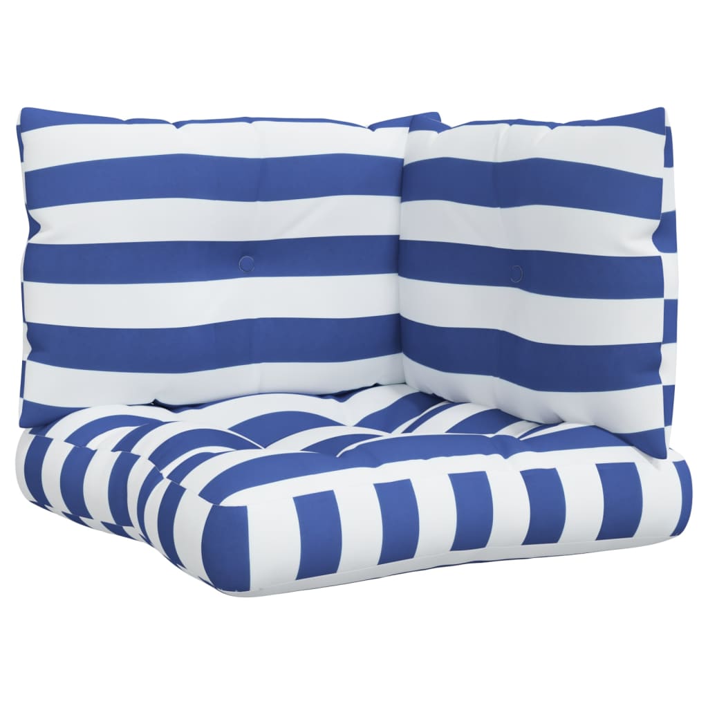Cuscini per Pallet 3 pz Strisce Blu e Bianche Tessuto Oxford | homemem39