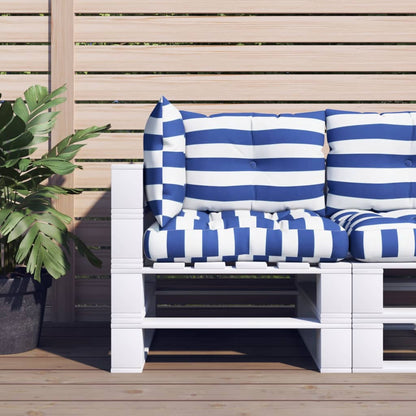 Cuscini per Pallet 3 pz Strisce Blu e Bianche Tessuto Oxford | homemem39