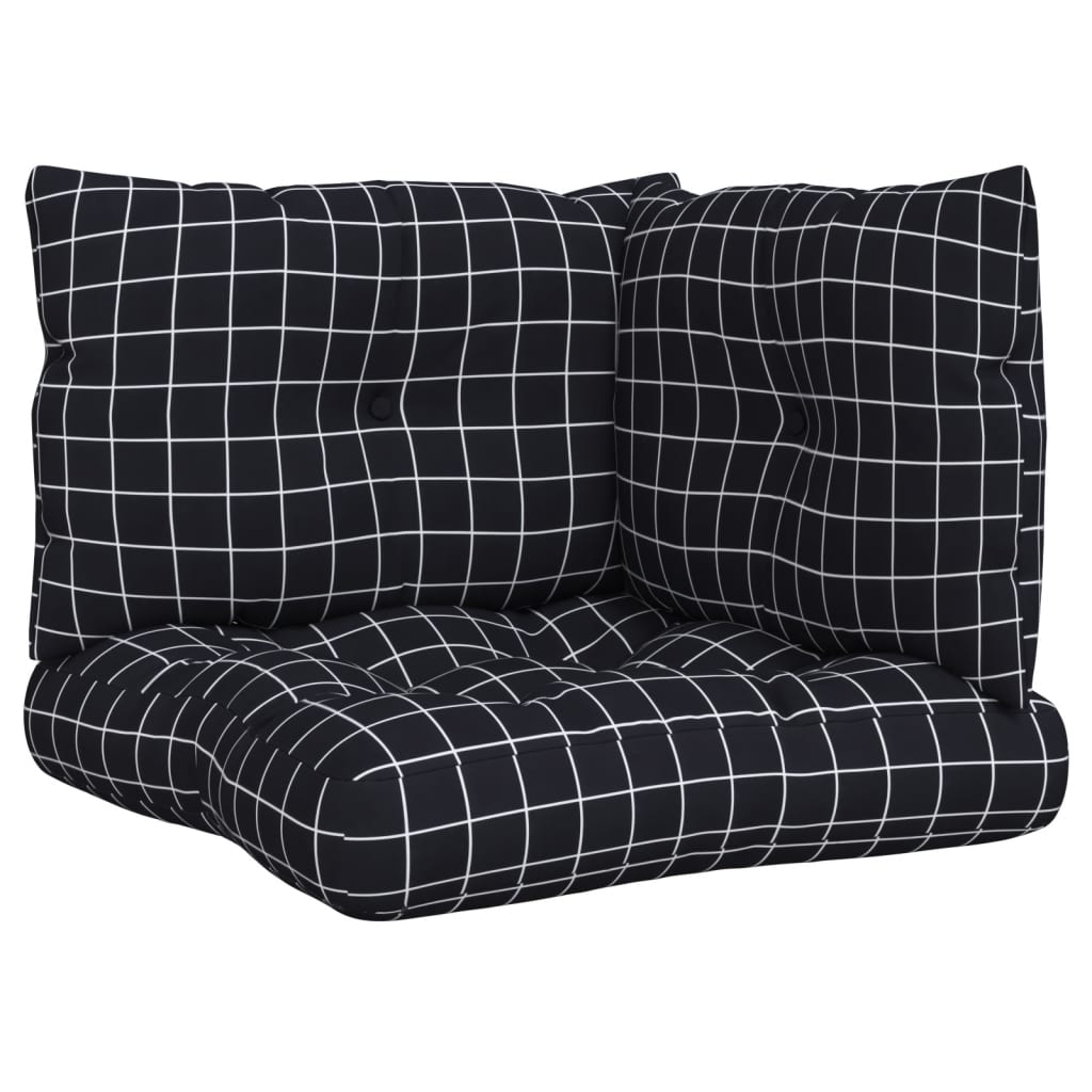Cuscini per Pallet 3 pz Motivo a Quadri Nero in Tessuto Oxford | homemem39