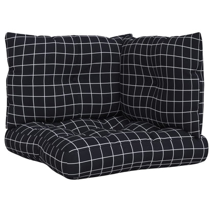 Cuscini per Pallet 3 pz Motivo a Quadri Nero in Tessuto Oxford | homemem39