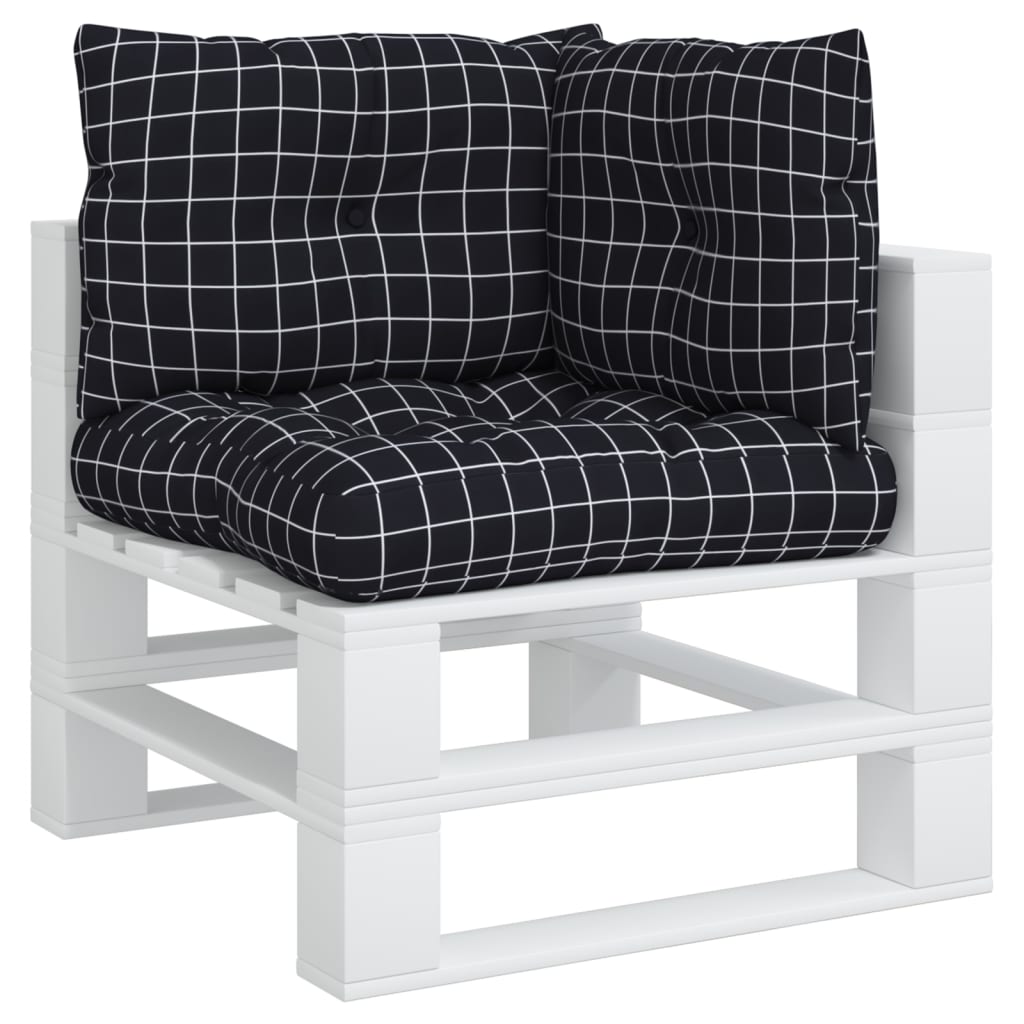 Cuscini per Pallet 3 pz Motivo a Quadri Nero in Tessuto Oxford | homemem39