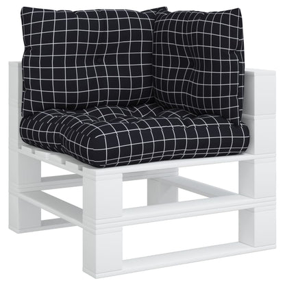 Cuscini per Pallet 3 pz Motivo a Quadri Nero in Tessuto Oxford | homemem39