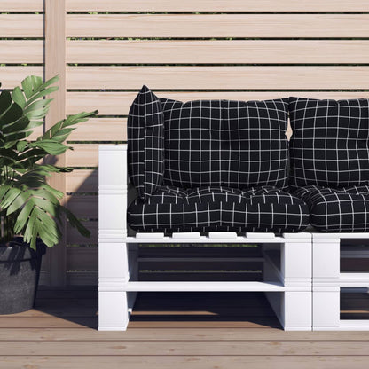 Cuscini per Pallet 3 pz Motivo a Quadri Nero in Tessuto Oxford | homemem39