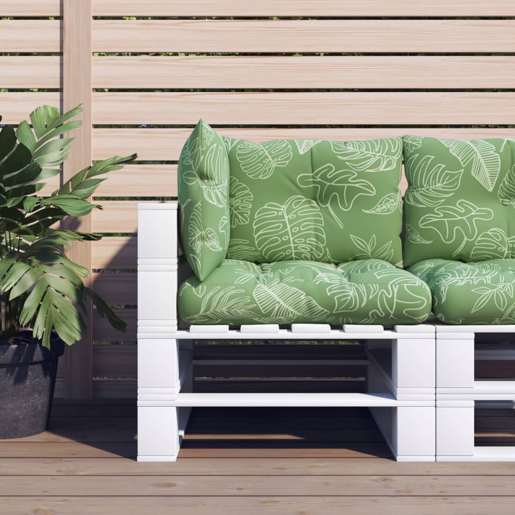 Cuscini per Pallet 3 pz Motivo a Foglie in Tessuto Oxford | homemem39