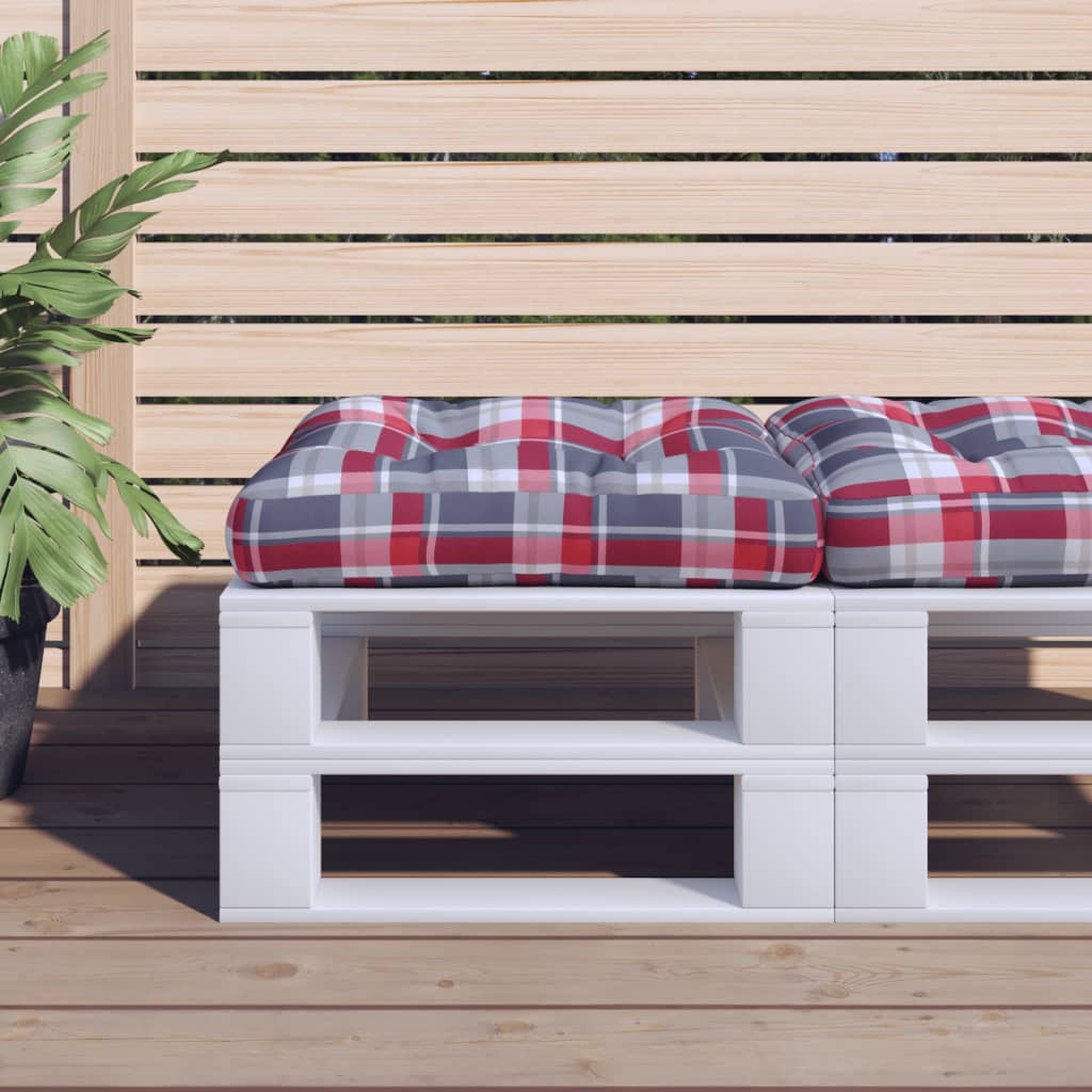 Cuscino per Pallet Rosso a Quadri in Tessuto | homemem39