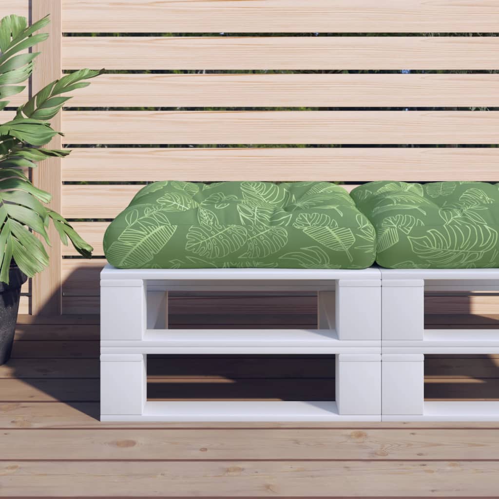 Cuscino per Pallet Motivo a Foglie 60x61,5x10 cm Tessuto Oxford | homemem39