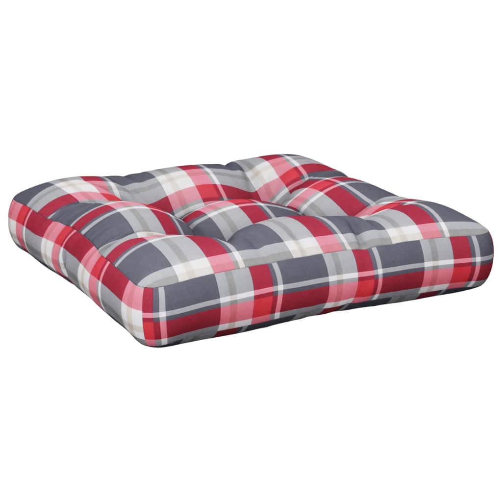 Cuscino per Pallet a Quadri Rosso 58x58x10 cm in Tessuto | homemem39