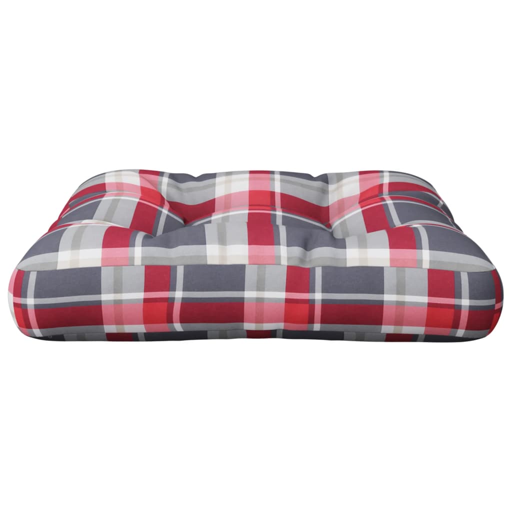 Cuscino per Pallet a Quadri Rosso 58x58x10 cm in Tessuto | homemem39