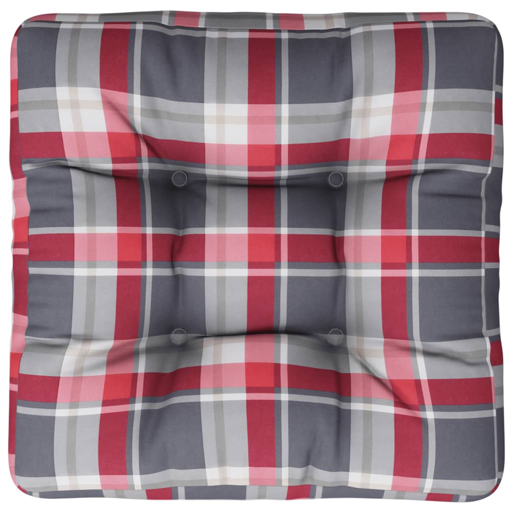 Cuscino per Pallet a Quadri Rosso 58x58x10 cm in Tessuto | homemem39
