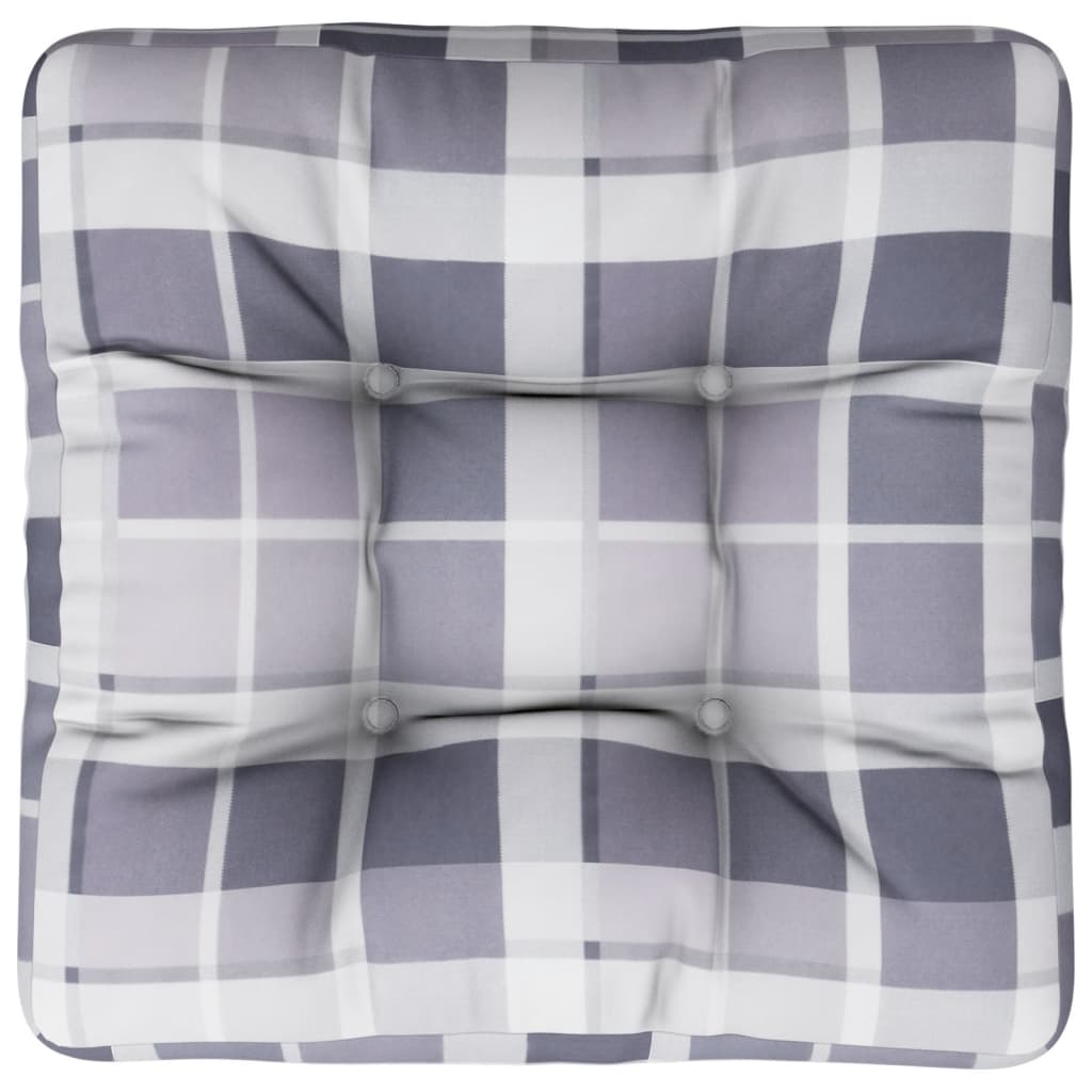 Cuscino per Pallet a Quadri Grigio 58x58x10 cm in Tessuto | homemem39