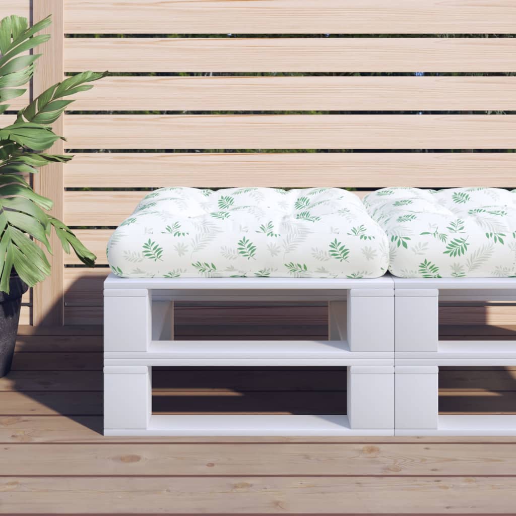 Cuscino per Pallet Motivo a Foglie 58x58x10cm in Tessuto Oxford | homemem39