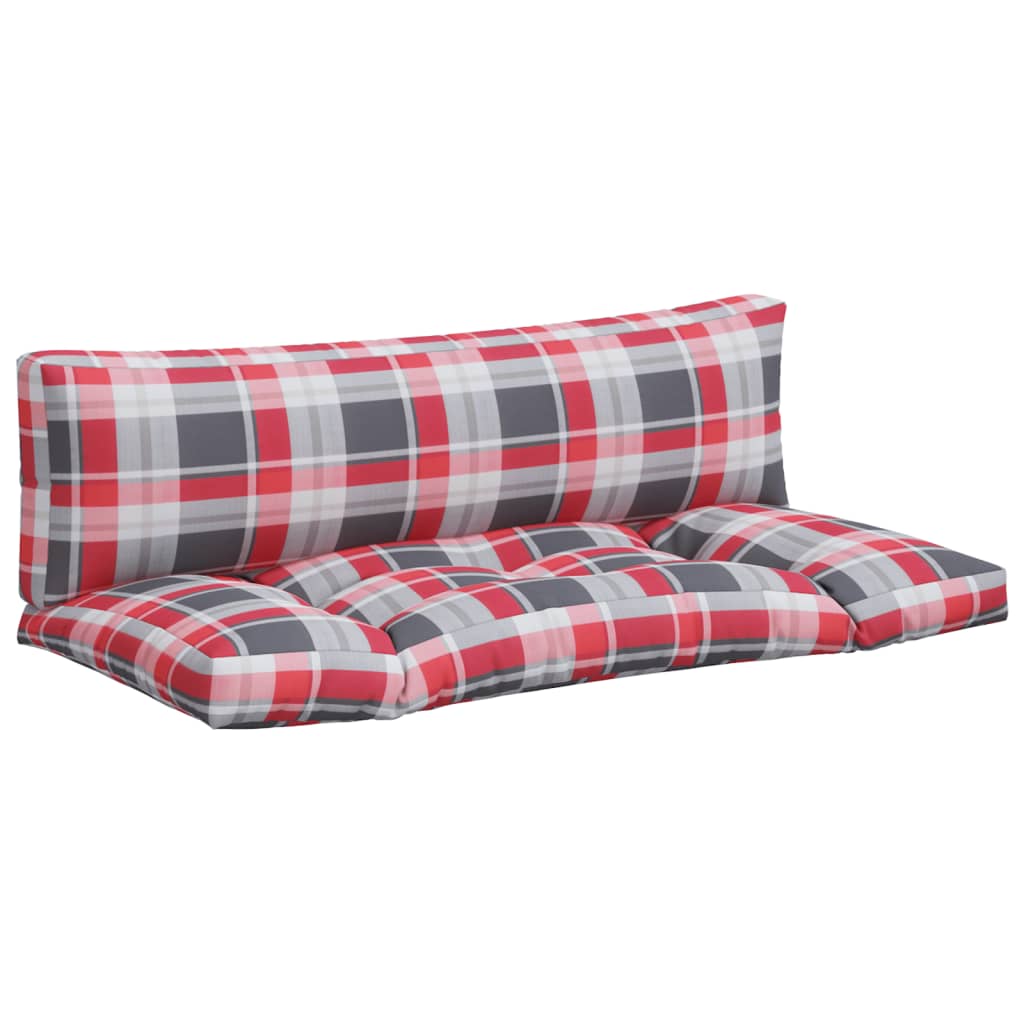 Cuscini per Pallet 2 pz a Quadri Rossi in Tessuto | homemem39