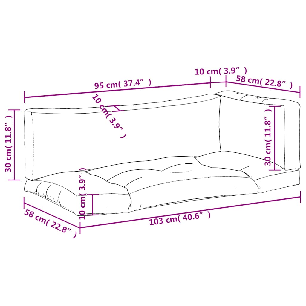 Cuscini per Pallet 3 pz Blu in Tessuto | homemem39