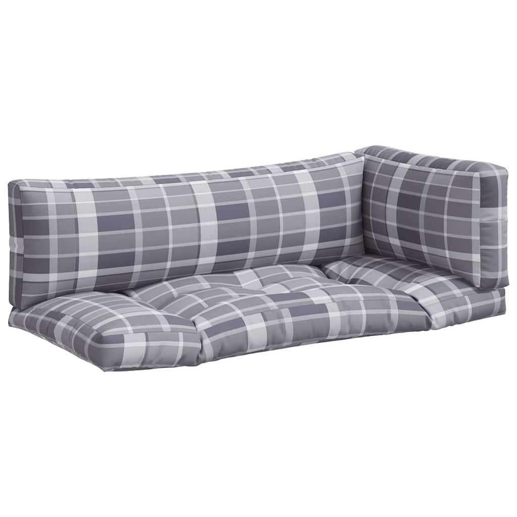 Cuscini per Pallet 3 pz a Quadri Grigi in Tessuto | homemem39
