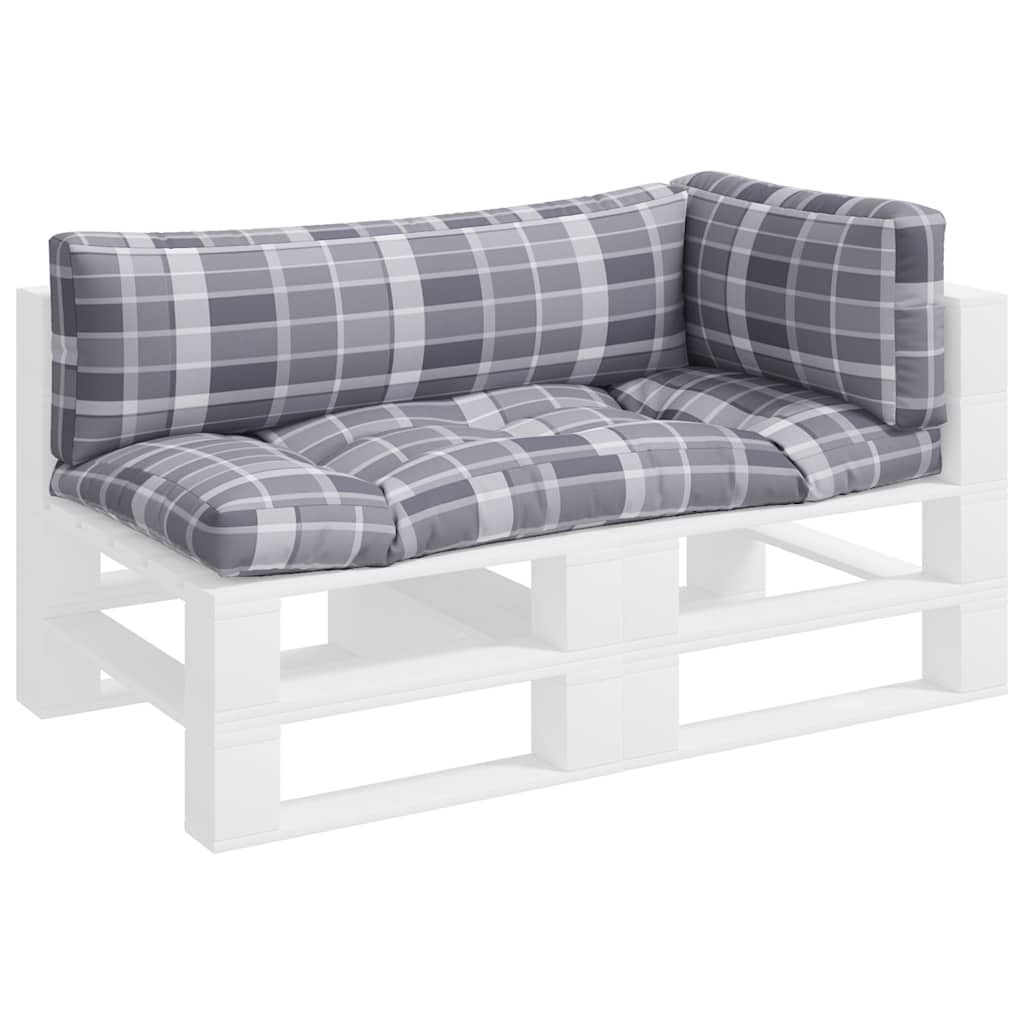Cuscini per Pallet 3 pz a Quadri Grigi in Tessuto | homemem39
