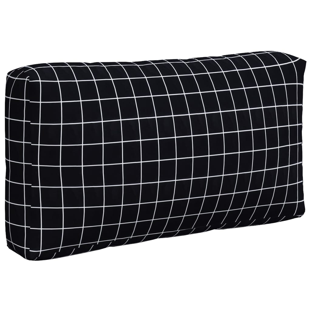 Cuscini per Pallet 3 pz Motivo a Quadri Nero in Tessuto Oxford | homemem39