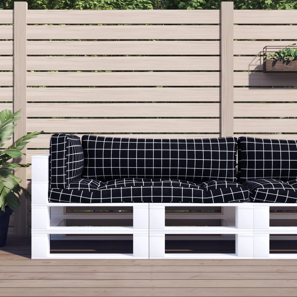 Cuscini per Pallet 3 pz Motivo a Quadri Nero in Tessuto Oxford | homemem39