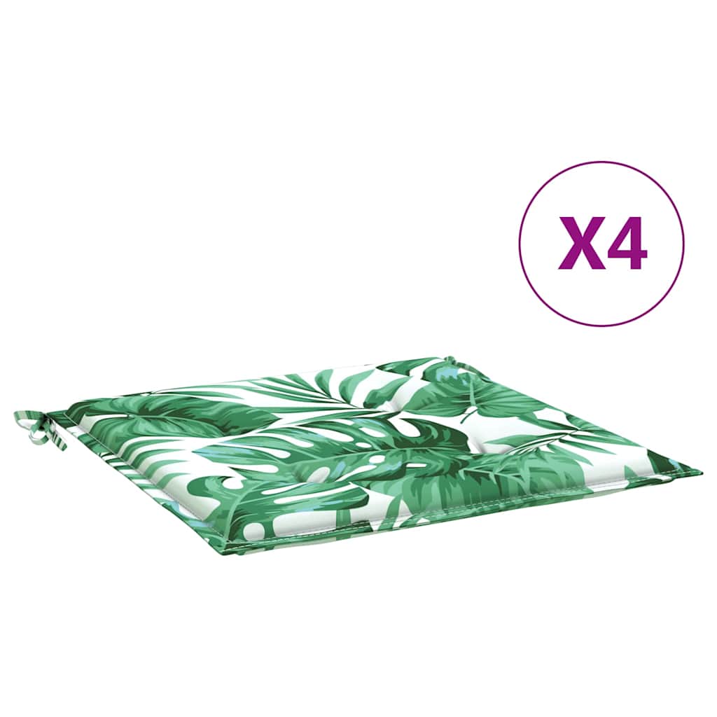Cuscini per Sedia 4 pz Motivo a Foglie 40x40x3 cm Tessuto | homemem39
