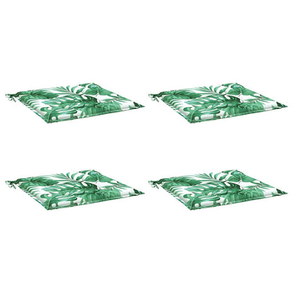 Cuscini per Sedia 4 pz Motivo a Foglie 40x40x3 cm Tessuto | homemem39