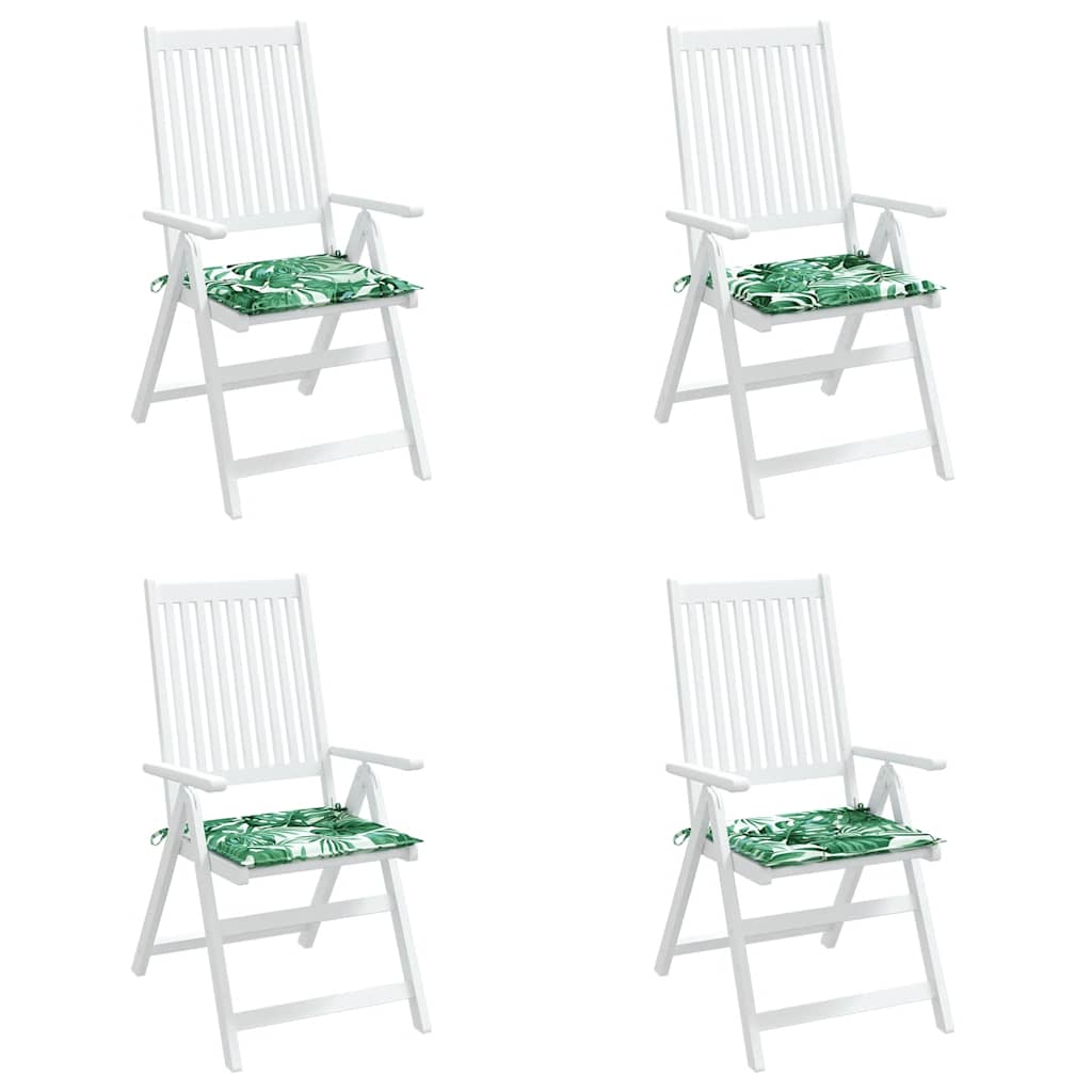 Cuscini per Sedia 4 pz Motivo a Foglie 40x40x3 cm Tessuto | homemem39