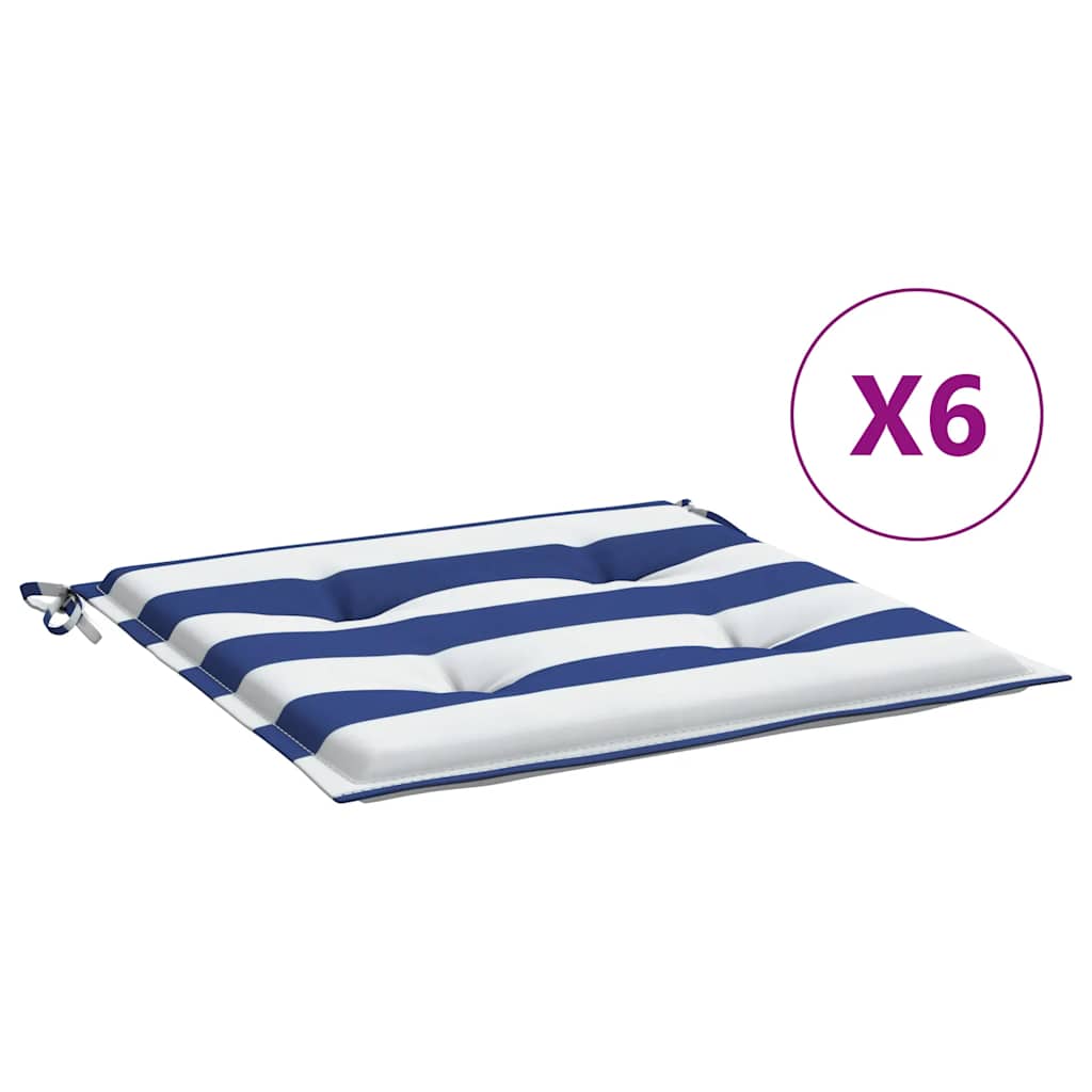 Cuscini per Sedia 6 pz Strisce Bianche e Blu 40x40x3 cm Tessuto | homemem39