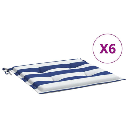 Cuscini per Sedia 6 pz Strisce Bianche e Blu 40x40x3 cm Tessuto | homemem39