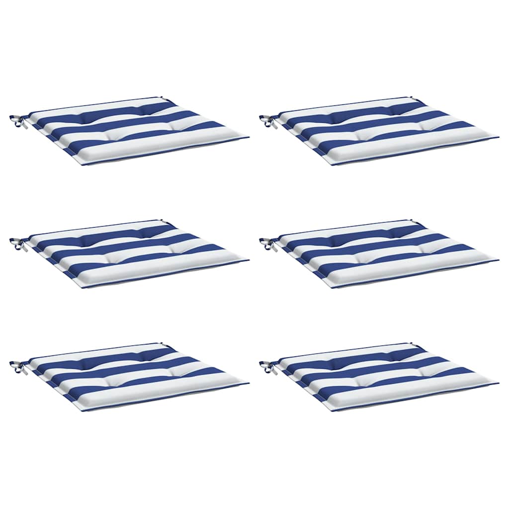Cuscini per Sedia 6 pz Strisce Bianche e Blu 40x40x3 cm Tessuto | homemem39